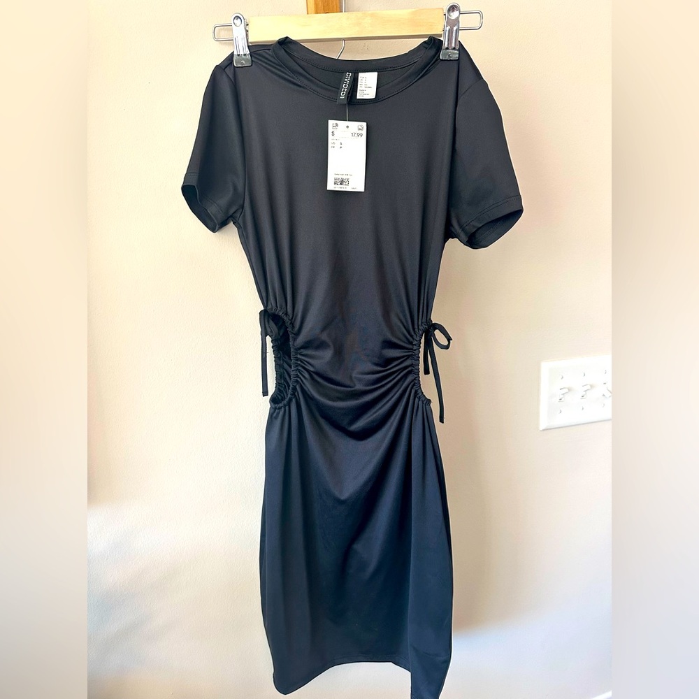 H&M black mini dress with cute adjustable ties on the sides